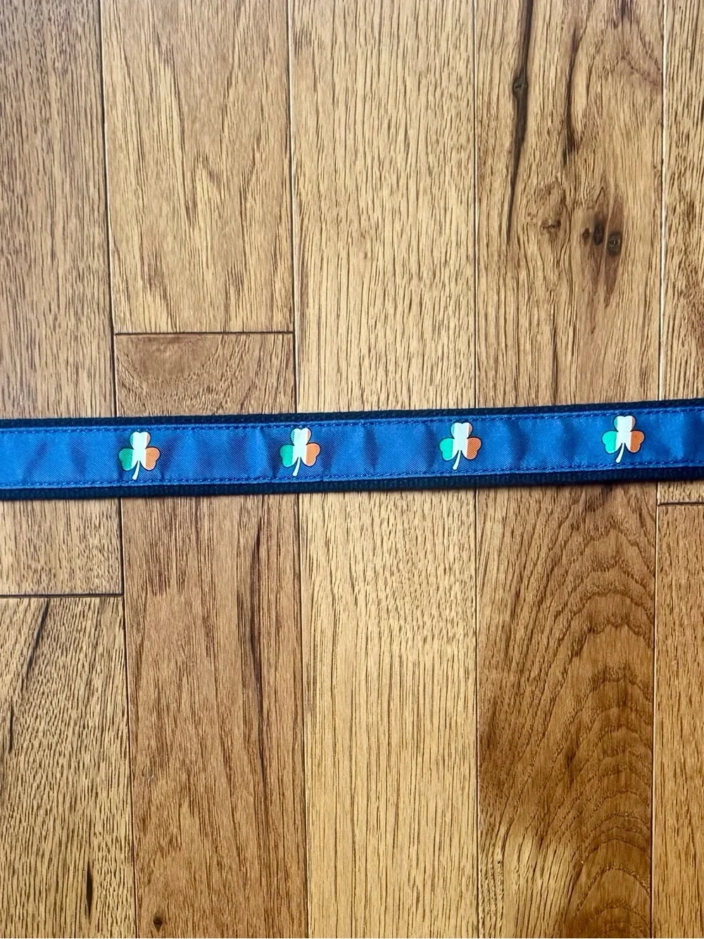 Vineyard Vines Navy Cotton Belt with Irish Flag Clover Accent